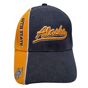 Alaska 49th State Arctic Circle Enterprises Strapback Hat Adjustable Navy Yellow